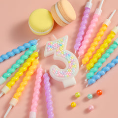 Macaron glitter number candle for cake