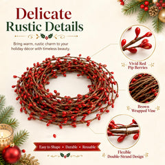 Indoor outdoor red berry garland by Rainflow
