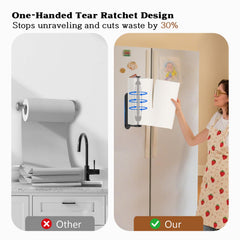 Ratchet mechanism enables one-handed tear of paper towels