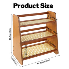 Synthetic rattan shelves in bamboo wood color for matcha storage