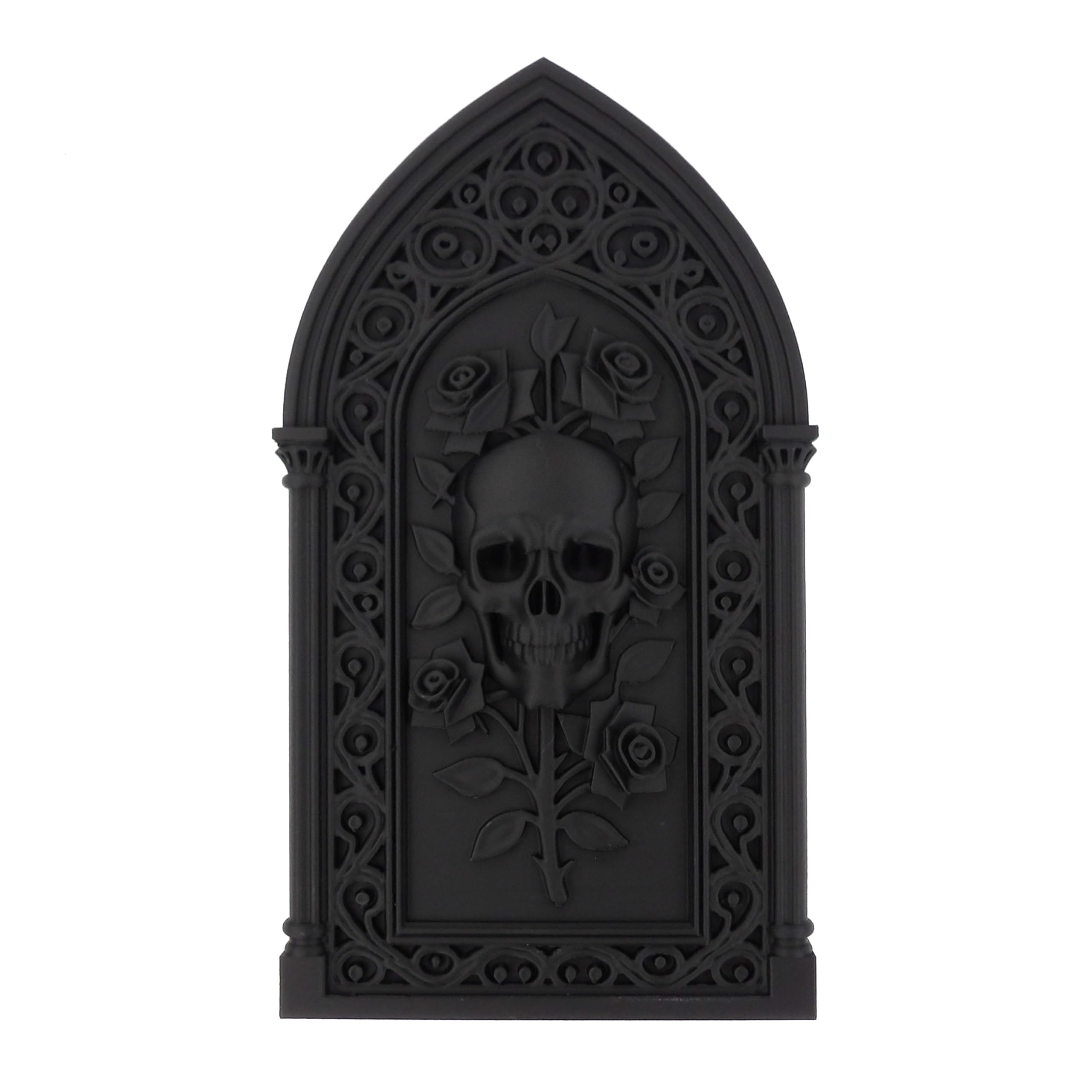 Raven Crest Studio skull roses wall art matte black finish