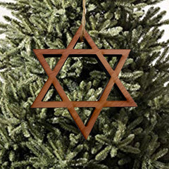 Laser engraved cedar ornament Star of David natural grain