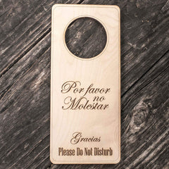 Raw wood door hanger 9x4 with laser engraved lettering