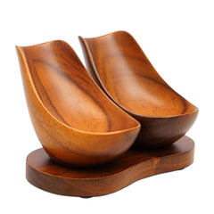 RAWHYD wooden dual tobacco pipe stand with two slots