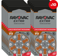 60 count Rayovac extra size 312 hearing aid batteries