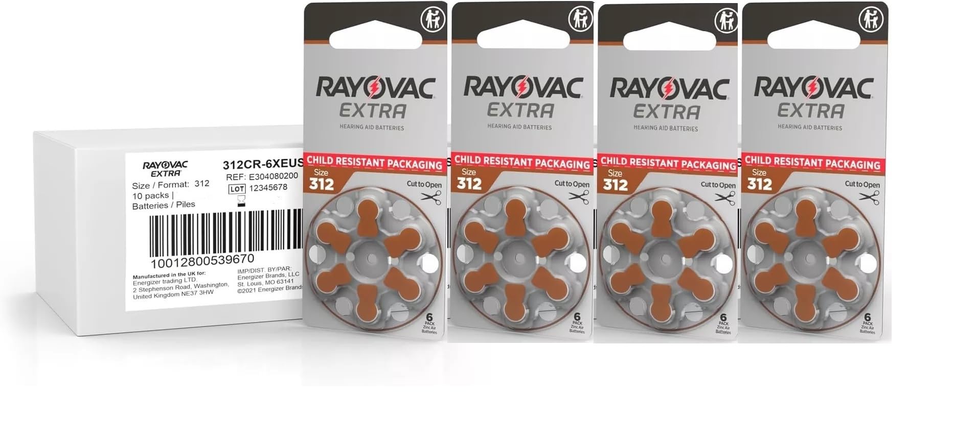 Rayovac Size 312 hearing aid batteries 80 count pack