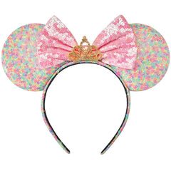 RAZKO Sequin Mouse Ears Headband satin covered size L for women and girls