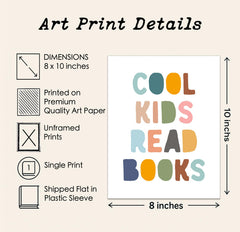 Cool Kids Read Books poster used as reading corner decor for kids