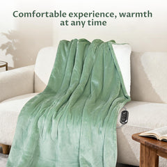 Reaks heated blanket throw green 50x60 inches product packaging image