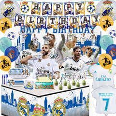 Real Madrid football themed birthday decorations set packaging