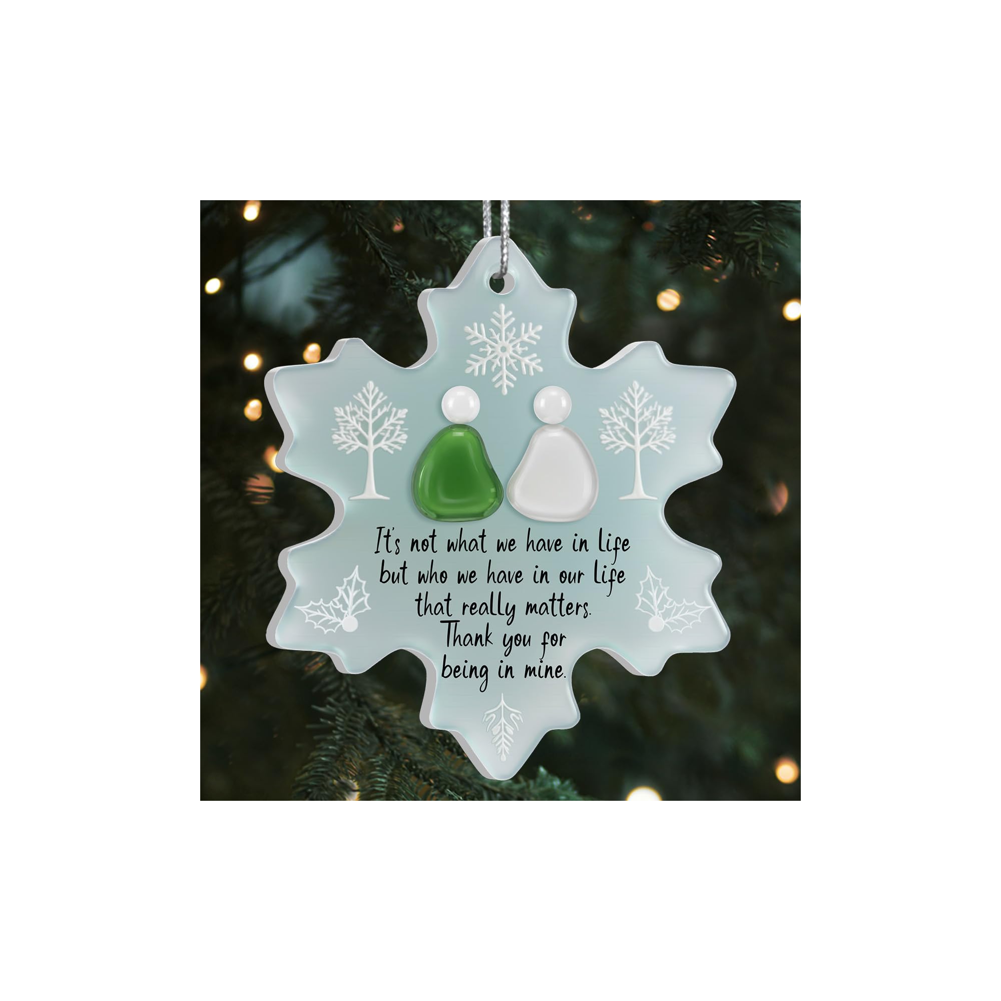 Real Sea Glass Friendship Ornament closeup display