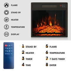 remote control with timer for electric fireplace insert