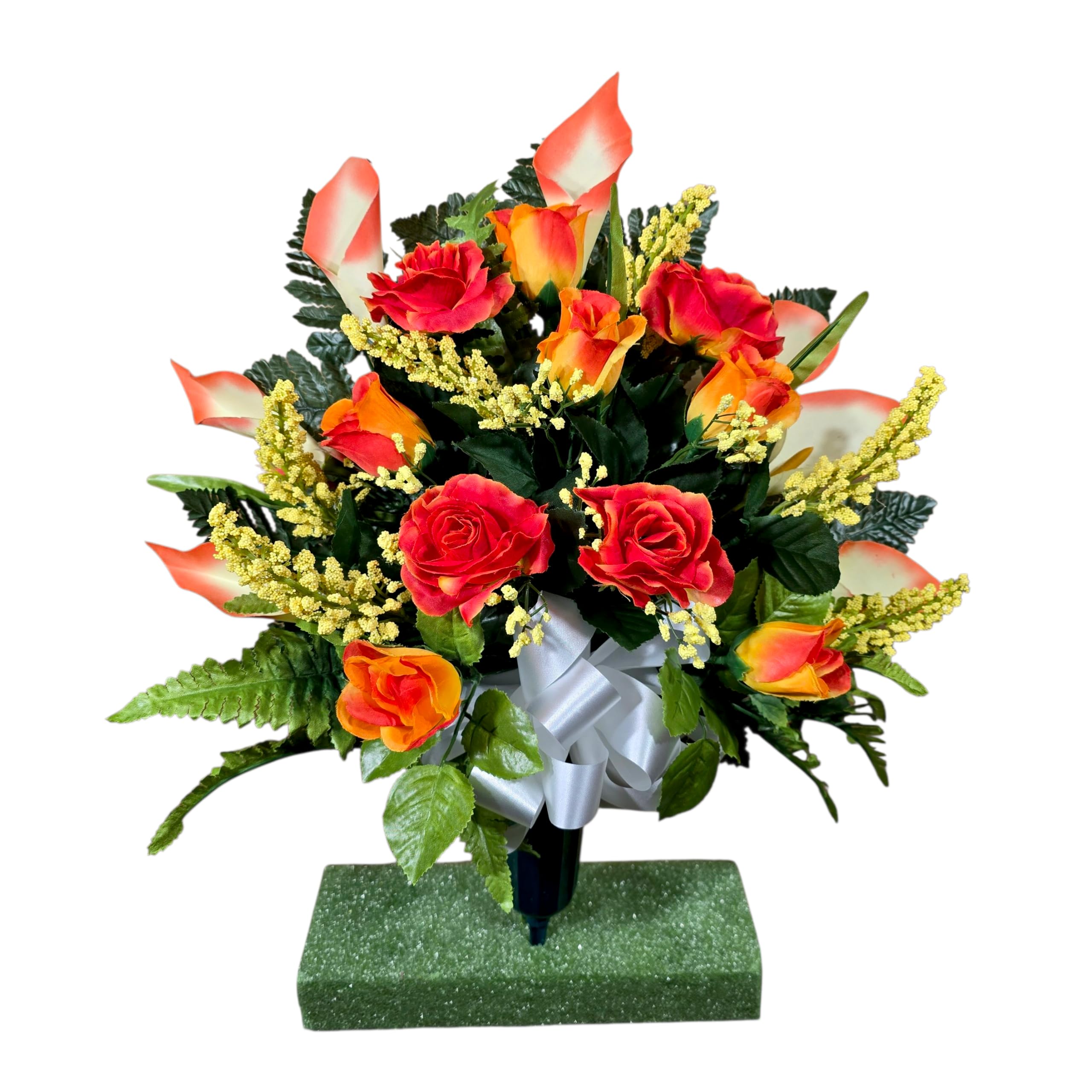 Realistic artificial cemetery flowers overall arrangement