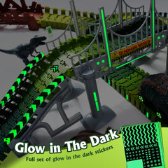Eight realistic dinosaurs compatible with the track