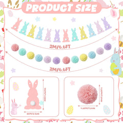 6.56 ft long Easter garland with 25 pom balls
