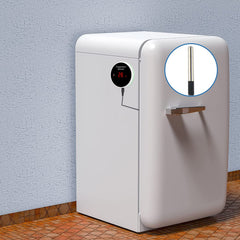 External probe measuring temperature in a freezer