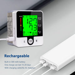 Rechargeable BP monitor with carrying case and wrist cuff