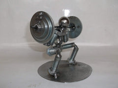 Figurine crafted from bolts and bearings with unique character