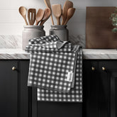 RECYCO waffle kitchen towel set of 2 dove gray plaid