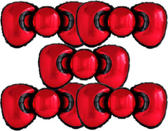 Red Bowtie Mylar Balloon 37inch foil balloons set of 5 with ribbon and straw