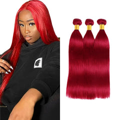 Red Bundles Straight Hair extension pack showing 3 bundles