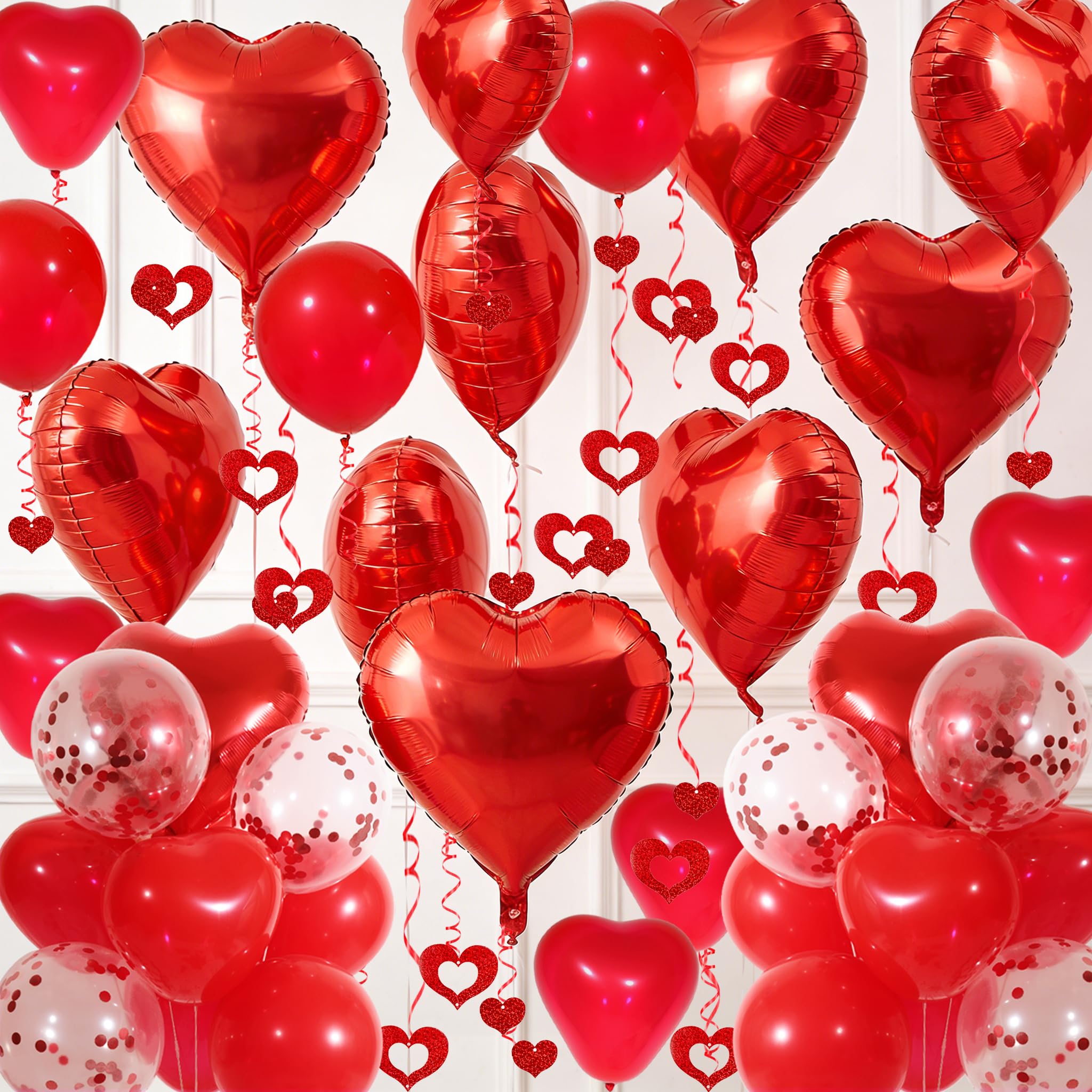 red heart foil balloons 18 inch in the set