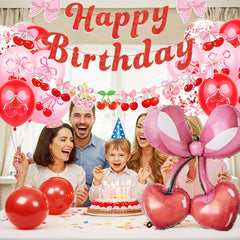 Red and Pink Latex Balloons for cherry themed birthday decor