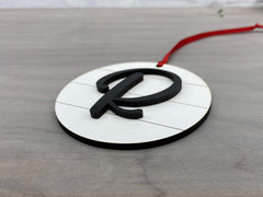 Red satin ribbon hanging ornament for Christmas tree