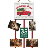 Red Truck Christmas card holder display with MDF base