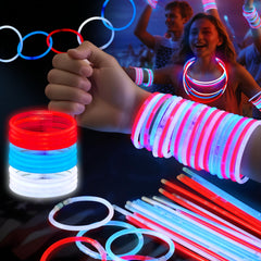 60 patriotic 8-inch glow sticks for bulk party kit