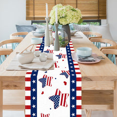 Red white blue patriotic table runner for Independence Day decor