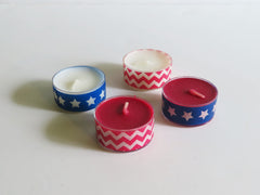 Red white blue tea lights gift packaging