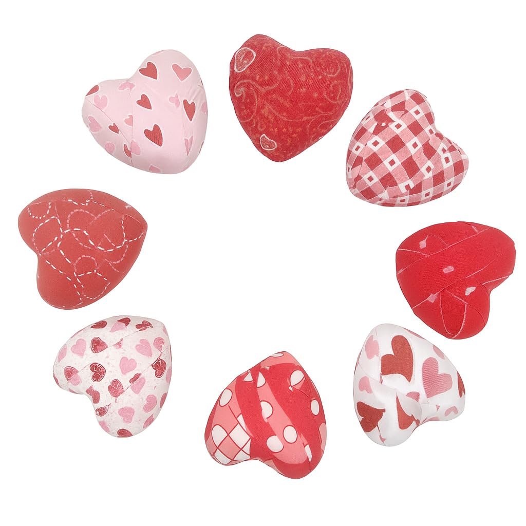 Red White Pink valentines day fabric wrapped hearts decor