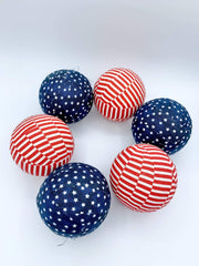 Blue fabric ball with white stars decorative filler