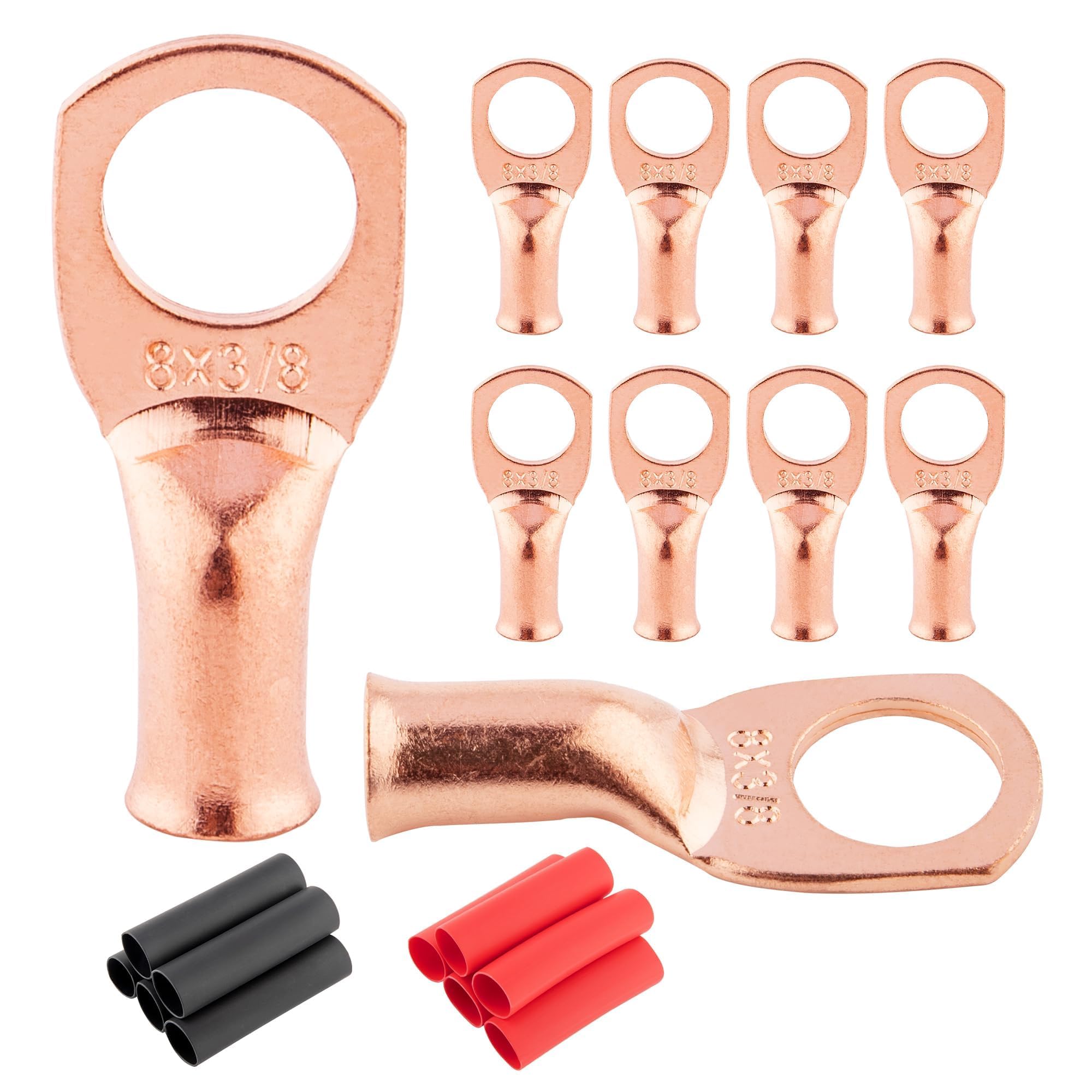 RED WOLF 8 Gauge copper wire ring terminals pack of 10