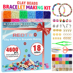 Redtwo 5100 clay beads bracelet kit flat polymer beads close up