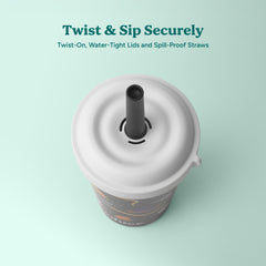 Stackable 12oz cups with lids for compact storage