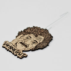 Vonnegut Wood Christmas Ornament size 3½ x 2 inches with hanger