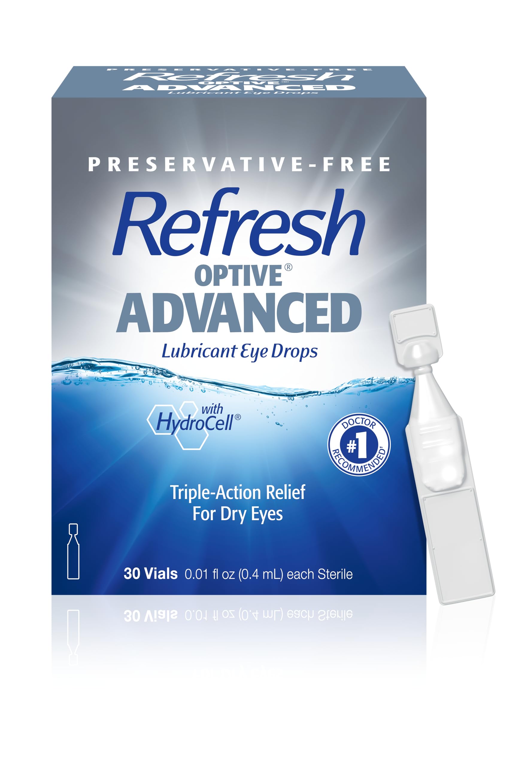 REFRESH OPTIVE Advanced PF Lubricant Eye Drops single-use vial packaging