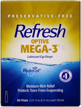 Refresh Optive Mega-3 Lubricant Eye Drops Pack of 3 sterile single-use vials