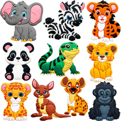 refrigerator magnets kids zoo animals lion elephant zebra tiger shapes