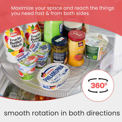 Refrigerator organizer turntable with pull-out shelf