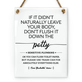 Reilly Originals designer bathroom sign 6x8 inch with rope