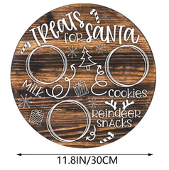 Decorative tray with Treats for Santa lettering and holiday icons