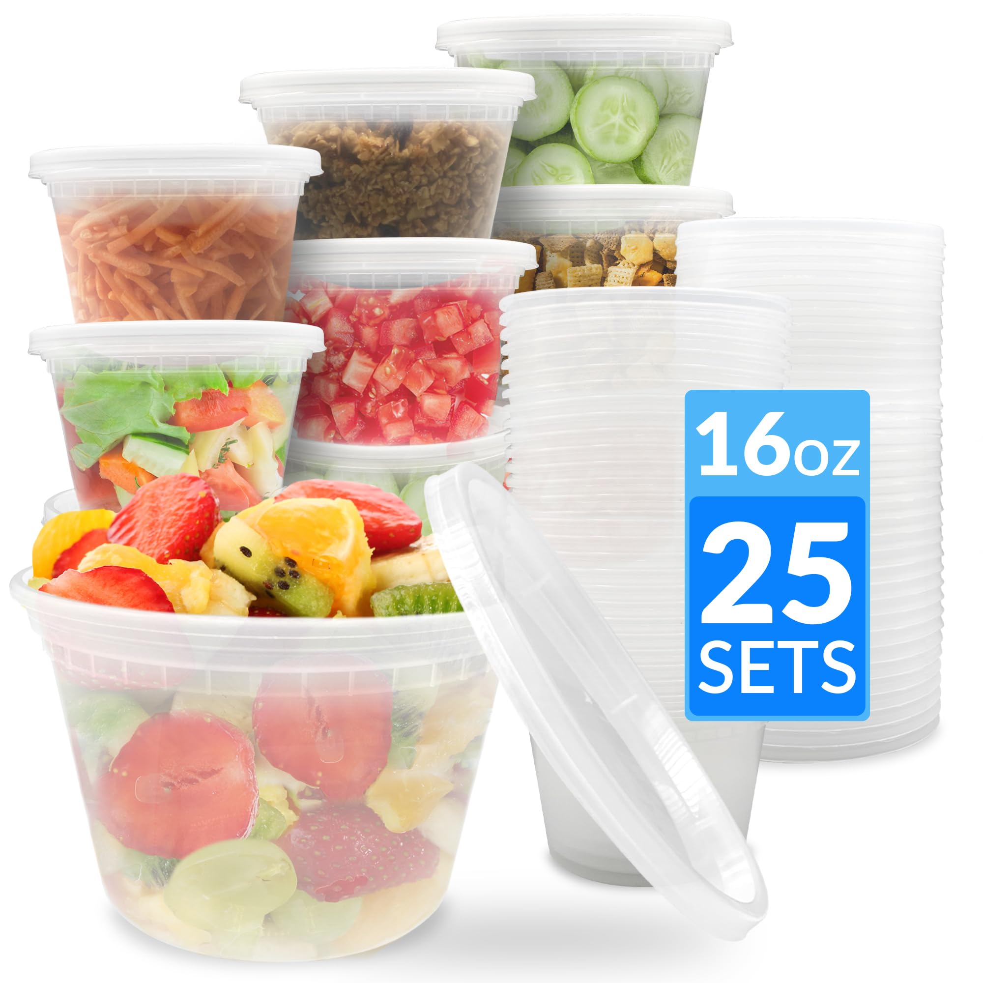Reli. deli containers with lids 16 oz bulk pack 25 sets