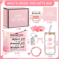 Remerry 9 Pcs 2026 Senior Graduation Gifts Set Pink keychain