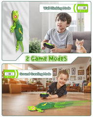 Gecko robot toy with glowing LED eyes and silicone tail