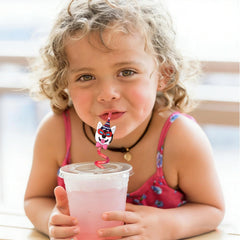Straws with removable puppy dog characters for party favors