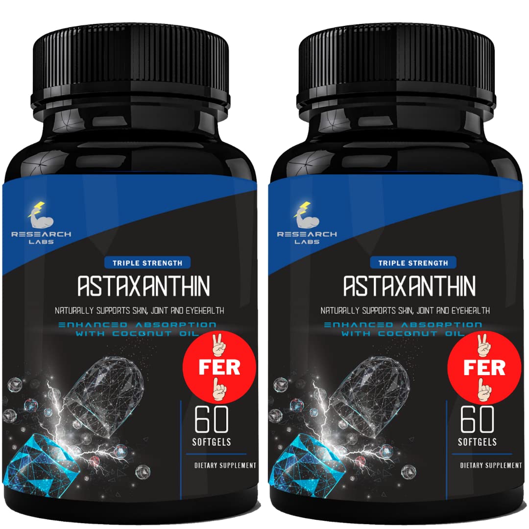 Research Labs triple strength natural astaxanthin 12mg softgels front label