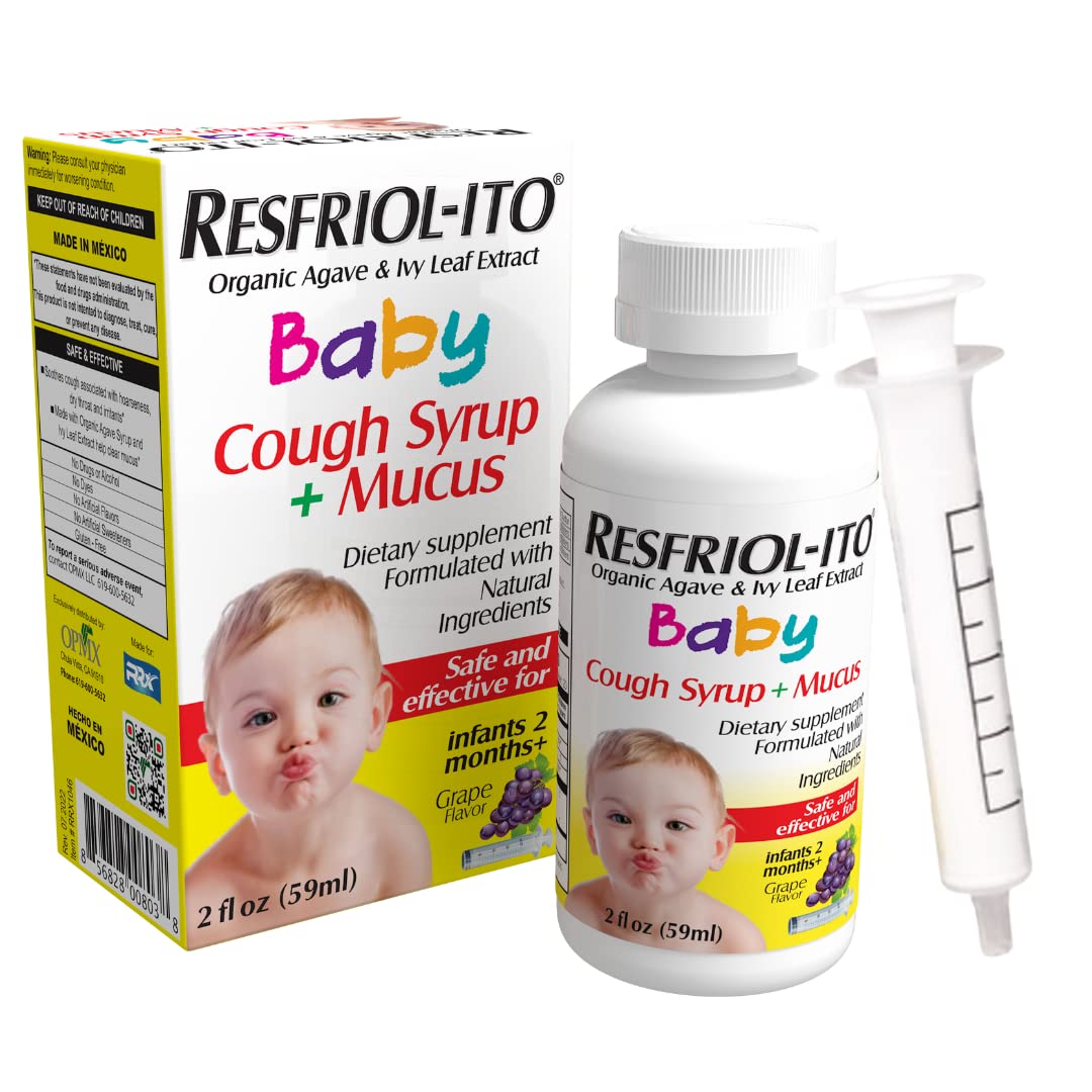 Front view of Resfriolito baby cough syrup bottle
